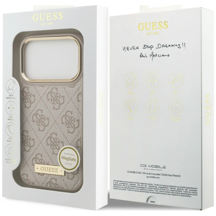 Guess 4G Logo Plate MagSafe Apple iPhone 18 Pro / 17 Pro pink
