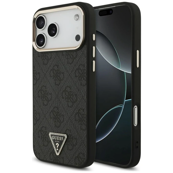 Guess 4G Triangle Logo MagSafe Apple iPhone 18 Pro Max / 17 Pro Max black gold