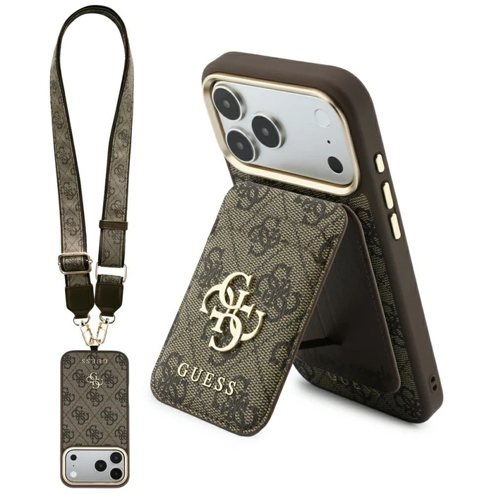 Guess 4G with a wallet and a lanyard MagSafe Apple iPhone 18 Pro / 17 Pro brown