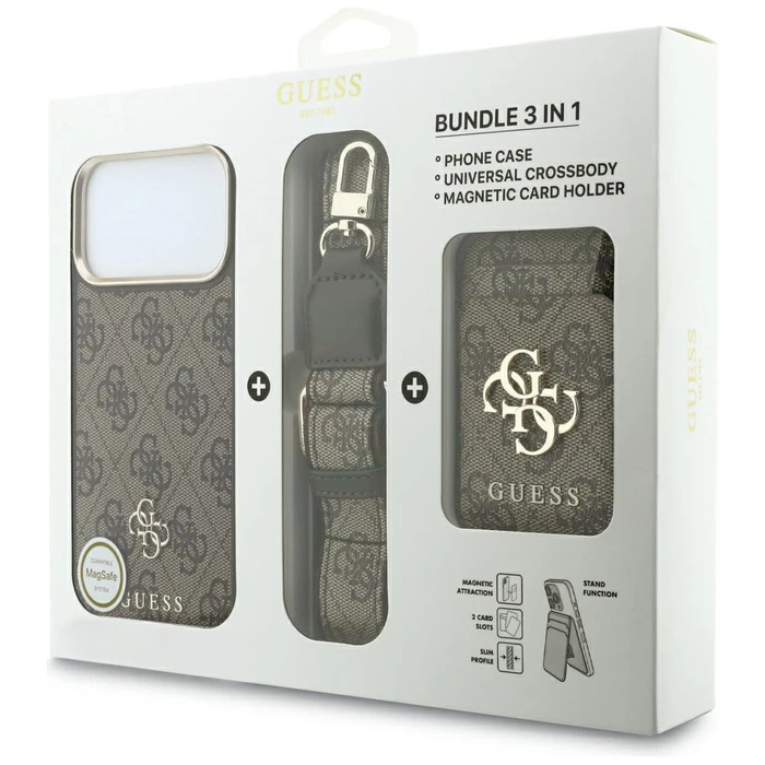 Guess 4G with a wallet and a lanyard MagSafe Apple iPhone 18 Pro / 17 Pro brown