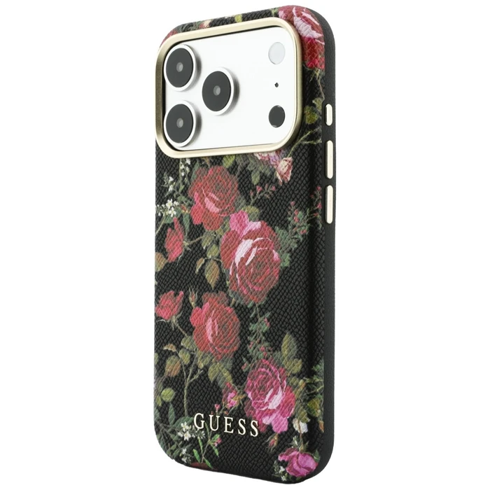 Guess Blossom Roses Print MagSafe Apple iPhone 18 Pro / 17 Pro black