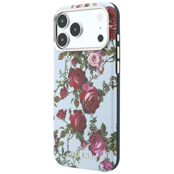 Guess Blossom Roses Print MagSafe Apple iPhone 18 Pro / 17 Pro blue