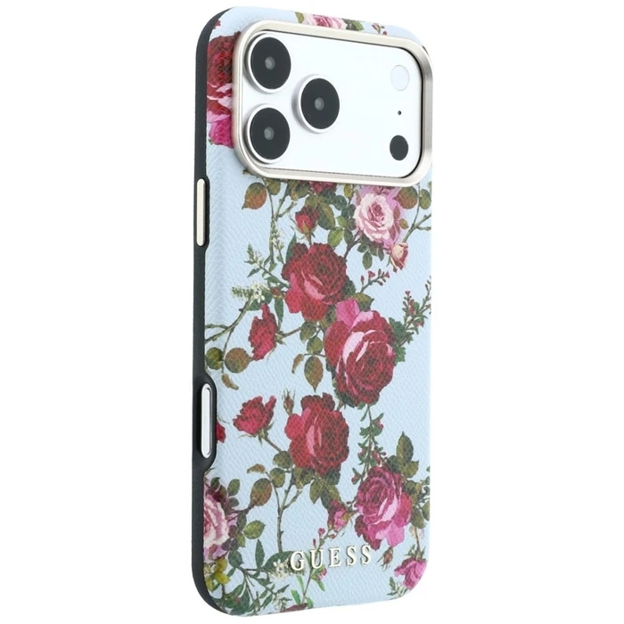 Guess Blossom Roses Print MagSafe Apple iPhone 18 Pro / 17 Pro blue