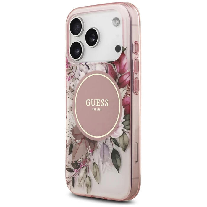 Guess IML Flower & Tonal Circle MagSafe Apple iPhone 18 Pro / 17 Pro pink