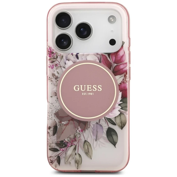 Guess IML Flower & Tonal Circle MagSafe Apple iPhone 18 Pro / 17 Pro pink