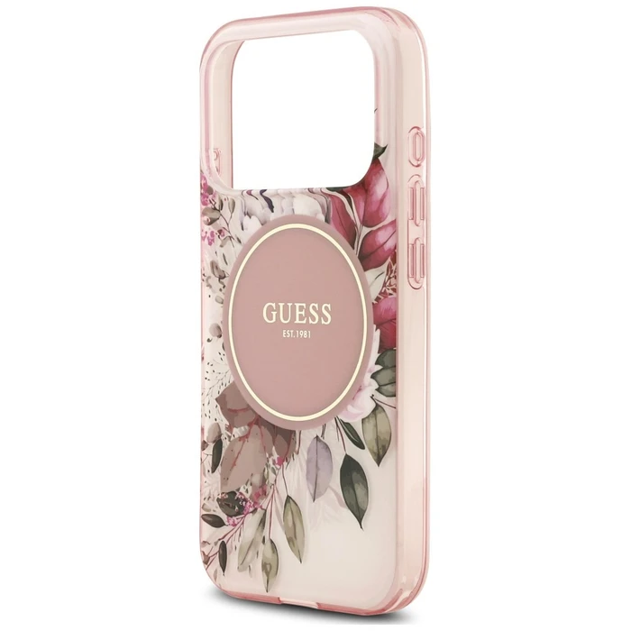 Guess IML Flower & Tonal Circle MagSafe Apple iPhone 18 Pro / 17 Pro pink