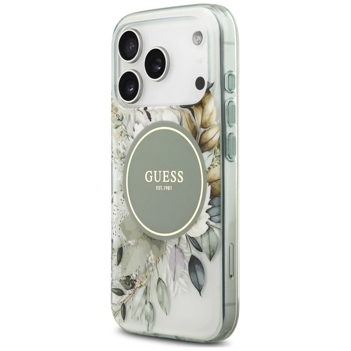 Guess IML Flower & Tonal Circle MagSafe Apple iPhone 18 Pro / 17 Pro green