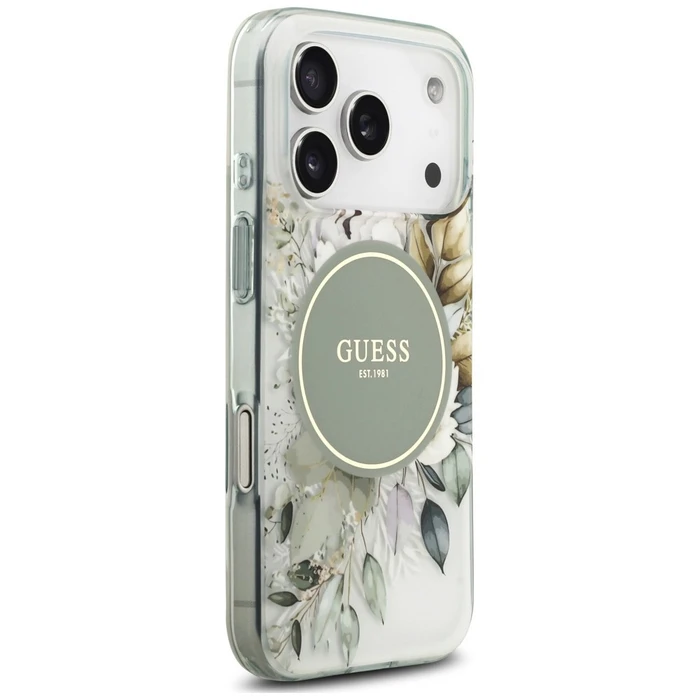 Guess IML Flower & Tonal Circle MagSafe Apple iPhone 18 Pro / 17 Pro green