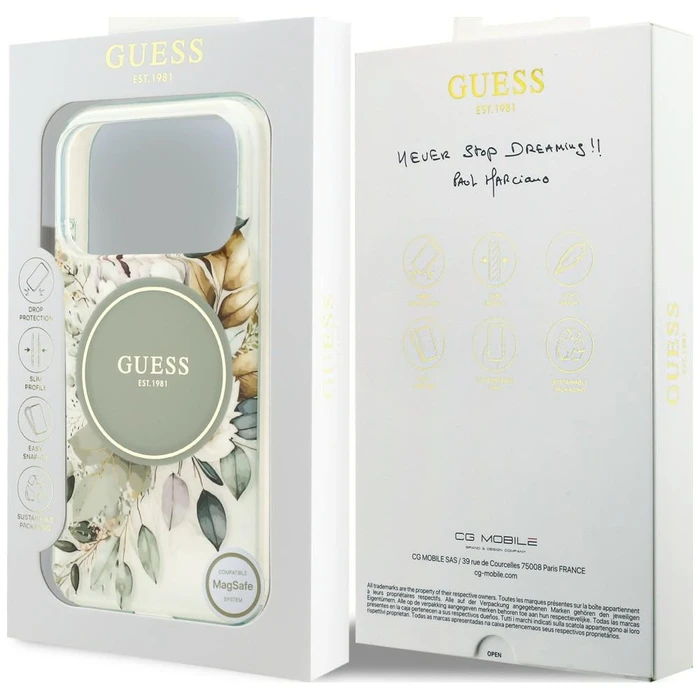 Guess IML Flower & Tonal Circle MagSafe Apple iPhone 18 Pro / 17 Pro green
