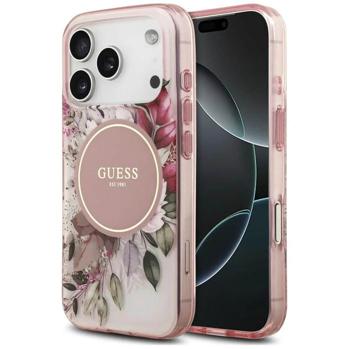 Guess IML Flower & Tonal Circle MagSafe Apple iPhone 18 Pro Max / 17 Pro Max pink