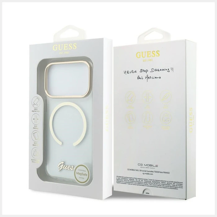 Guess IML Script Metal MagSafe Apple iPhone 18 Pro / 17 Pro clear