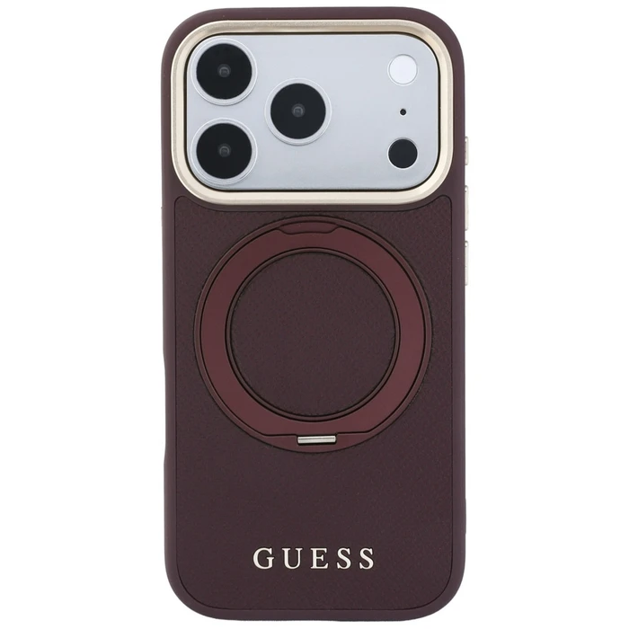 Guess Ring Stand 360 Grained Classic Logo MagSafe Apple iPhone 18 Pro / 17 Pro burgundy