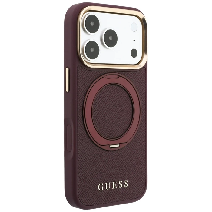 Guess Ring Stand 360 Grained Classic Logo MagSafe Apple iPhone 18 Pro / 17 Pro burgundy