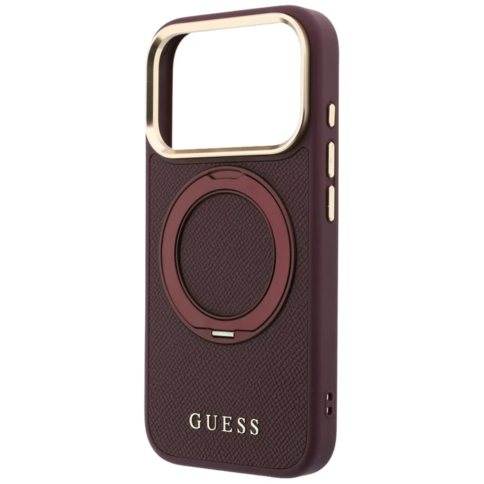 Guess Ring Stand 360 Grained Classic Logo MagSafe Apple iPhone 18 Pro / 17 Pro burgundy