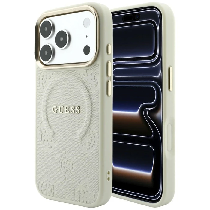 Guess Saffiano Peony & Ring MagSafe Apple iPhone 18 Pro / 17 Pro beige