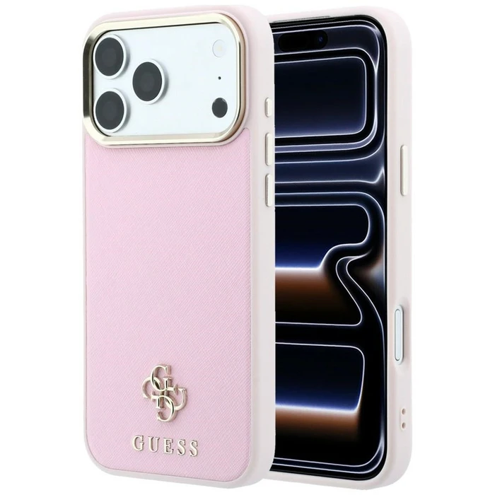 Guess Saffiano Small 4G & Classic Logo MagSafe Apple iPhone 18 Pro / 17 Pro pink