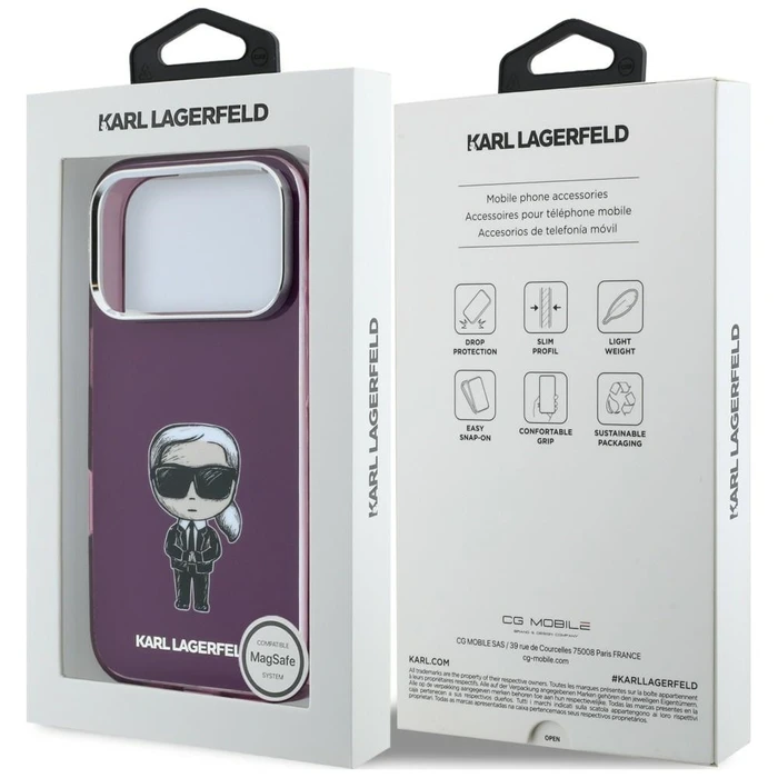 Karl Lagerfeld IML Ikonik Sketch Print MagSafe Apple iPhone 18 Pro / 17 Pro burgundy