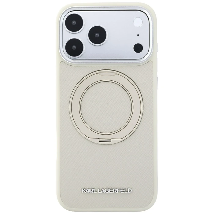Karl Lagerfeld Ring Stand 360 Saffiano Classic Logo MagSafe Apple iPhone 18 Pro / 17 Pro beige