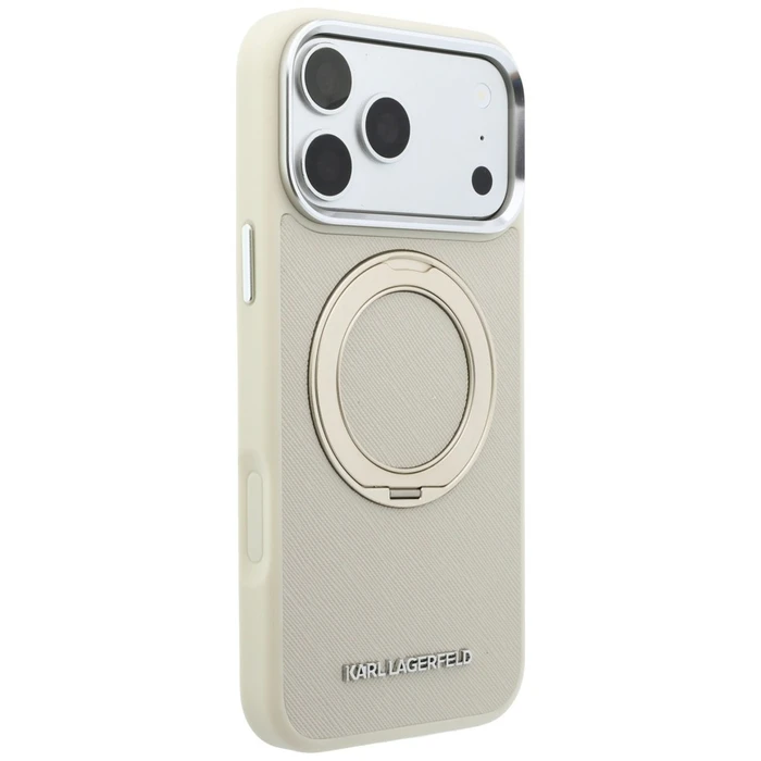 Karl Lagerfeld Ring Stand 360 Saffiano Classic Logo MagSafe Apple iPhone 18 Pro / 17 Pro beige