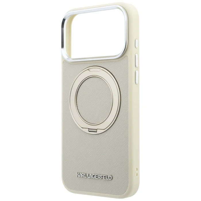 Karl Lagerfeld Ring Stand 360 Saffiano Classic Logo MagSafe Apple iPhone 18 Pro / 17 Pro beige