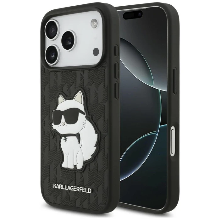 Karl Lagerfeld Saffiano Mono Patch Choupette Apple iPhone 18 Pro / 17 Pro black