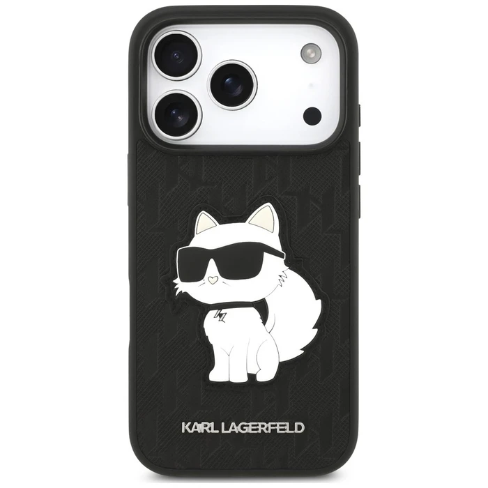 Karl Lagerfeld Saffiano Mono Patch Choupette Apple iPhone 18 Pro / 17 Pro black