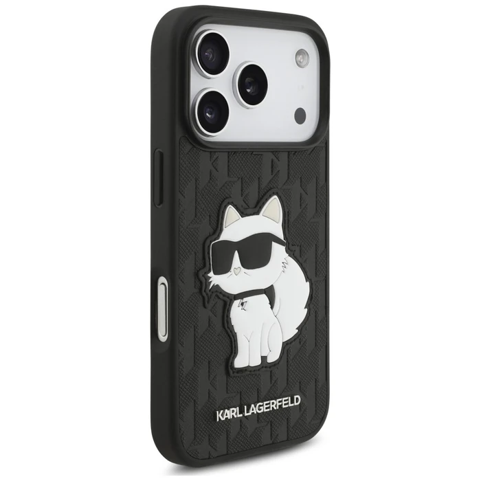 Karl Lagerfeld Saffiano Mono Patch Choupette Apple iPhone 18 Pro / 17 Pro black