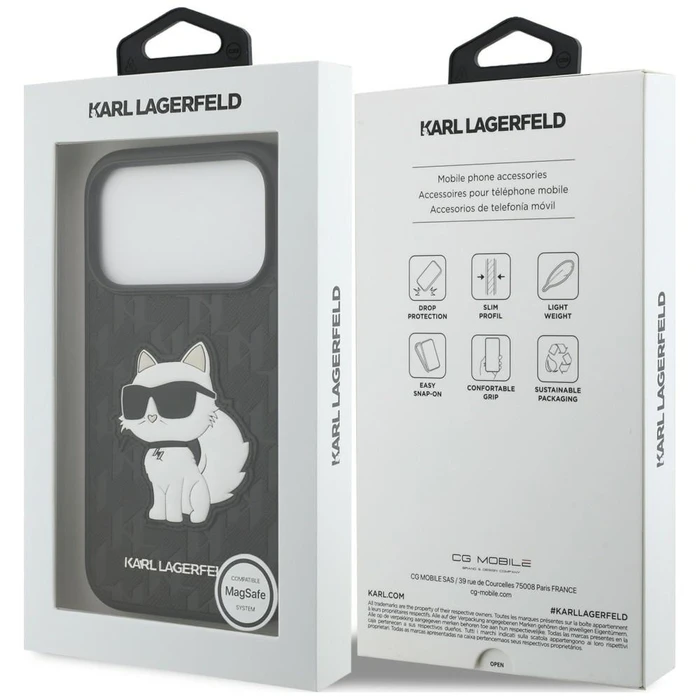 Karl Lagerfeld Saffiano Mono Patch Choupette Apple iPhone 18 Pro / 17 Pro black