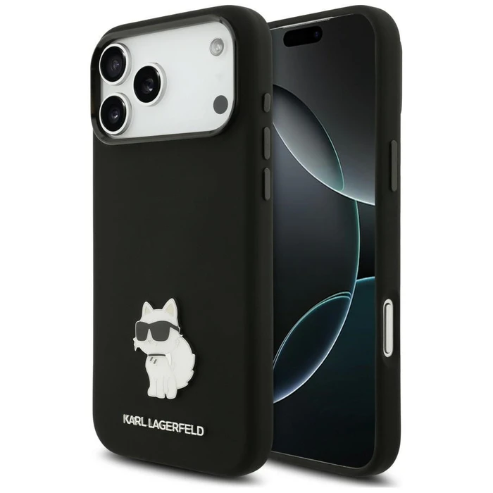 Karl Lagerfeld Silicone Choupette Metal Pin Apple iPhone 18 Pro Max / 17 Pro Max black