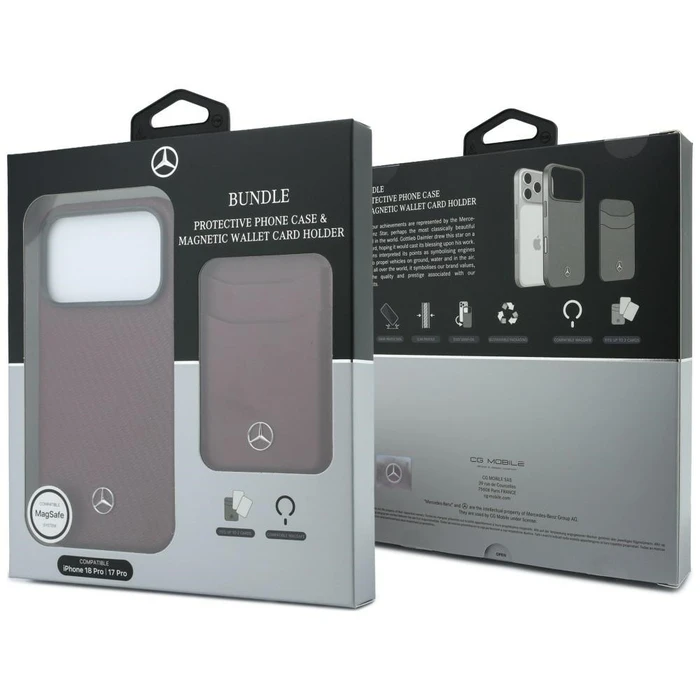 Mercedes Grill Pattern Leather MagSafe Apple iPhone 18 Pro / 17 Pro burgundy