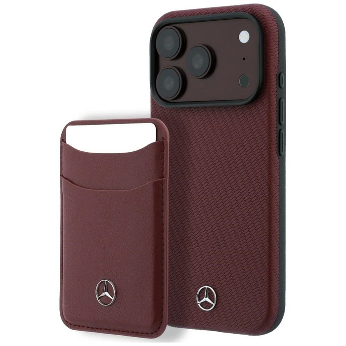 Mercedes Case Grill Pattern and Card Wallet Leather MagSafe Apple iPhone 18 Pro Max / 17 Pro Max black