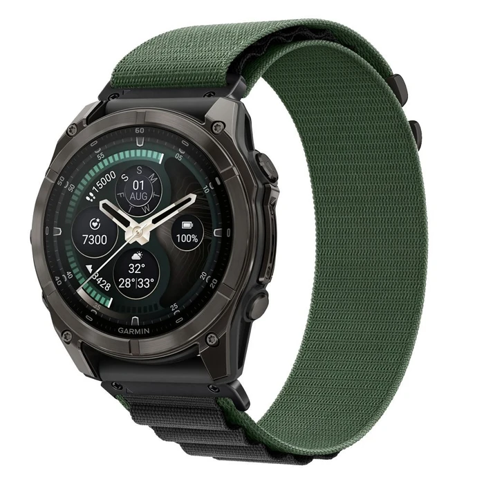 Tech-Protect Nylon Pro for Garmin Fenix 5x / 5x Plus / 6x / 6x Pro / 7x / 8 / 8 Pro / 9 / 9 Pro 51 mm Green/black