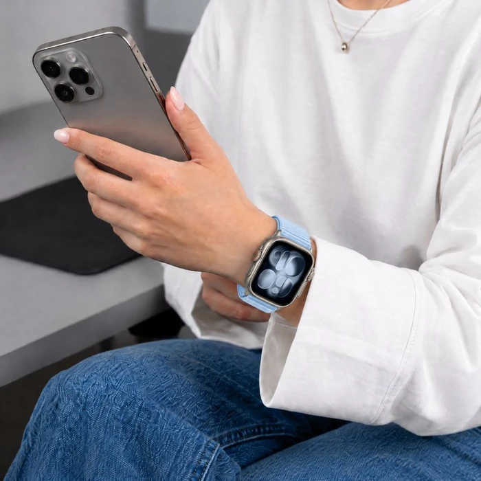 Tech-Protect Nylonloop Apple Watch 8 / 9 / 10 / 11 / 12 / SE / Ultra 44/45/46/49 mm Baby Blue