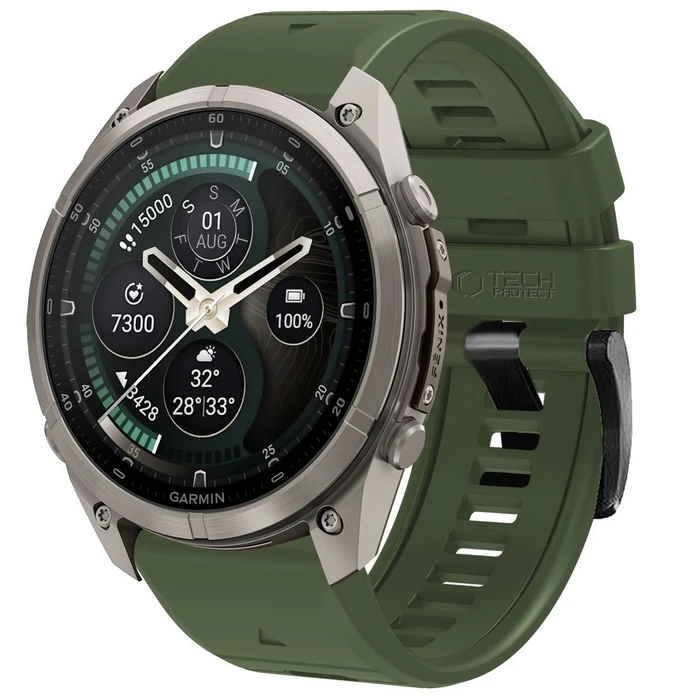Tech-Protect Silicone Garmin Fenix 5 / 6 / 6 Pro / 7 / 8 / 8 Pro / E / 9 / 9 Pro 47 mm Military Green