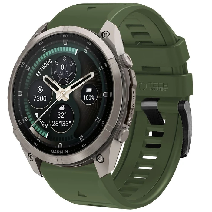 Tech-Protect Silicone Garmin Fenix 5 / 6 / 6 Pro / 7 / 8 / 8 Pro / E / 9 / 9 Pro 51 mm Military Green