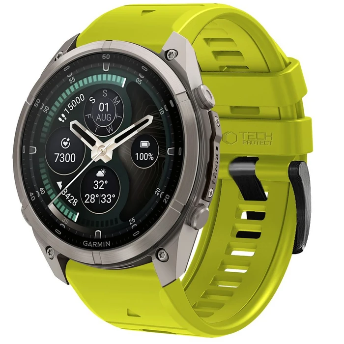 Tech-Protect Silicone Garmin Fenix 5 / 6 / 6 Pro / 7 / 8 / 8 Pro / E / 9 / 9 Pro 51 mm Volt Lime