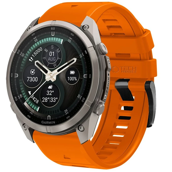 Tech-Protect Silicone Garmin Fenix 5 / 6 / 6 Pro / 7 / 8 / 8 Pro / E / 9 / 9 Pro 51 mm Signal Orange