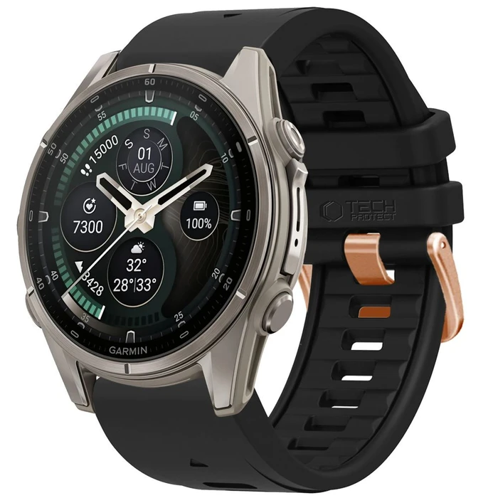 Tech-Protect Silicone Garmin Fenix 5s / 5s Plus / 6s / 6s Pro / 7s / 8 / 9 / 9 Pro 43 mm Black