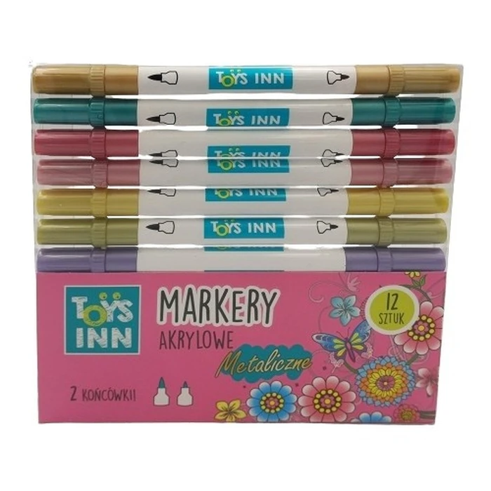 Μαρκαδόροι Stnux Acrylic metallic markers with two tips 12 pieces