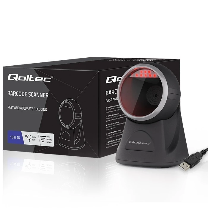 Barcode Scanner Qoltec 1d,2d Qr Code Stationary