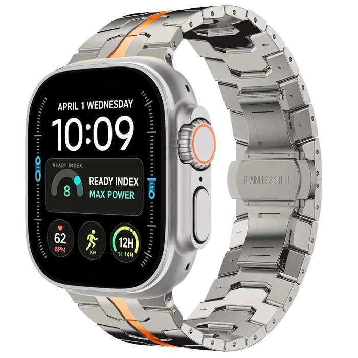 Tech-Protect Stainless Apple Watch 8 / 9 / 10 / 11 / 12 / SE / Ultra 44/45/46/49 mm Titanium/orange
