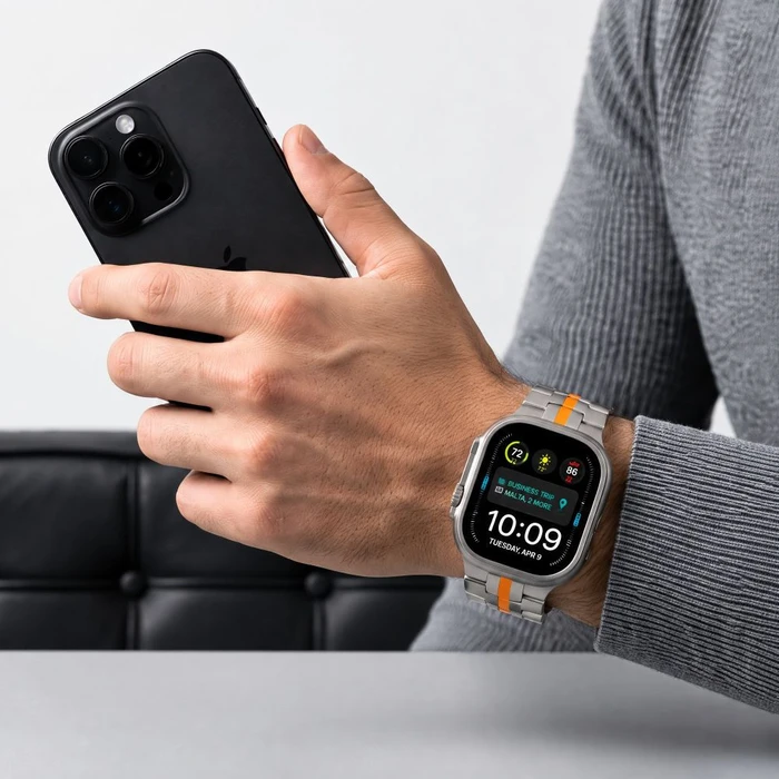 Tech-Protect Stainless Apple Watch 8 / 9 / 10 / 11 / 12 / SE / Ultra 44/45/46/49 mm Titanium/orange