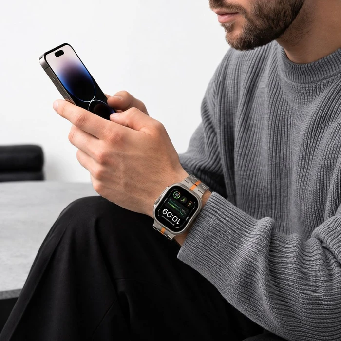 Tech-Protect Stainless Apple Watch 8 / 9 / 10 / 11 / 12 / SE / Ultra 44/45/46/49 mm Titanium/orange