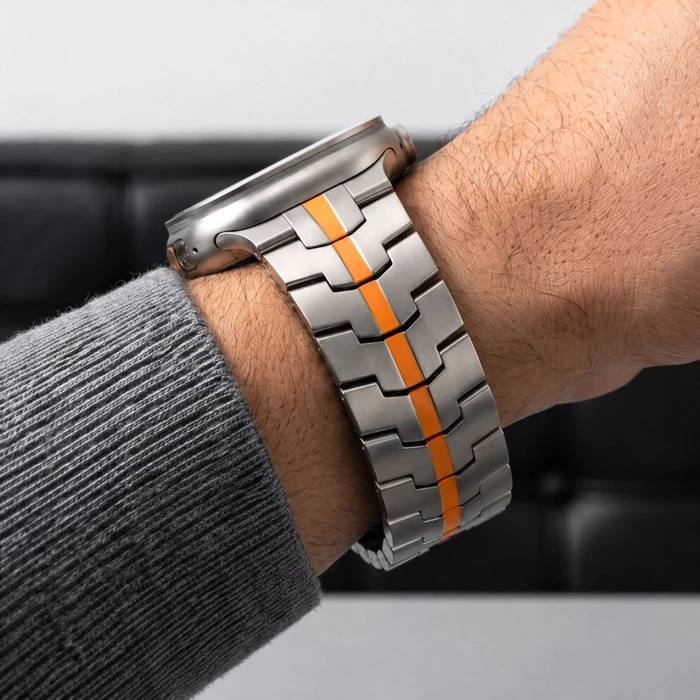Tech-Protect Stainless Apple Watch 8 / 9 / 10 / 11 / 12 / SE / Ultra 44/45/46/49 mm Titanium/orange