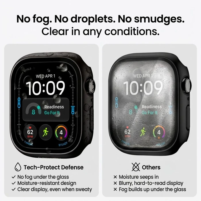 Tech-Protect Defense Apple Watch 12 46 mm Black & Clear [2 PACK]