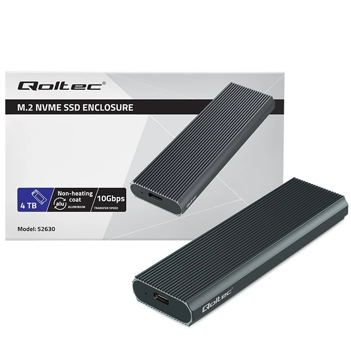 Θήκη για Σκληρό Δίσκο Qoltec SSD / NVMe / PCIe / USB3.1 / 10Gb/s / 4TB / Graphit