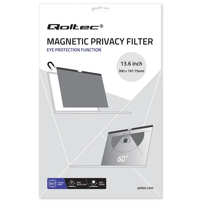 Privacy Filter Qoltec For Macbook Air 13.6 Inches | Magnetic | Eye Protection