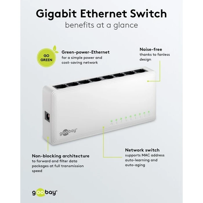Goobay Gigabit Ethernet Switch 8 Θυρών 64564 Λευκό