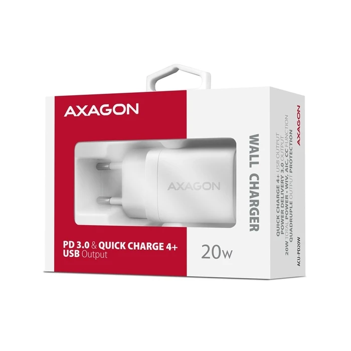Φορτιστής Πρίζας Axagon Acu-Pd20w Pd&Pq Wall 20w 1x Port White