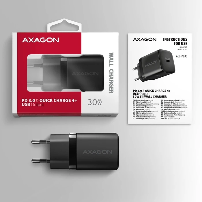 Φορτιστής Πρίζας Axagon Acu-Pd30 Pd&Qc Wall 30w 1x Port Usb-C
